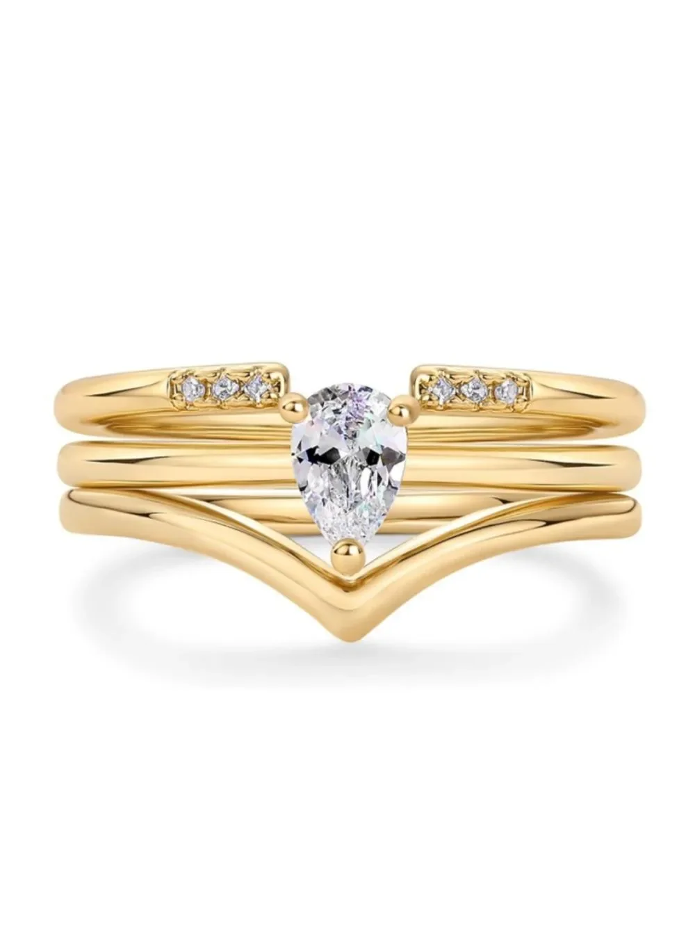 14K Gold Plated Stacking Ring Set